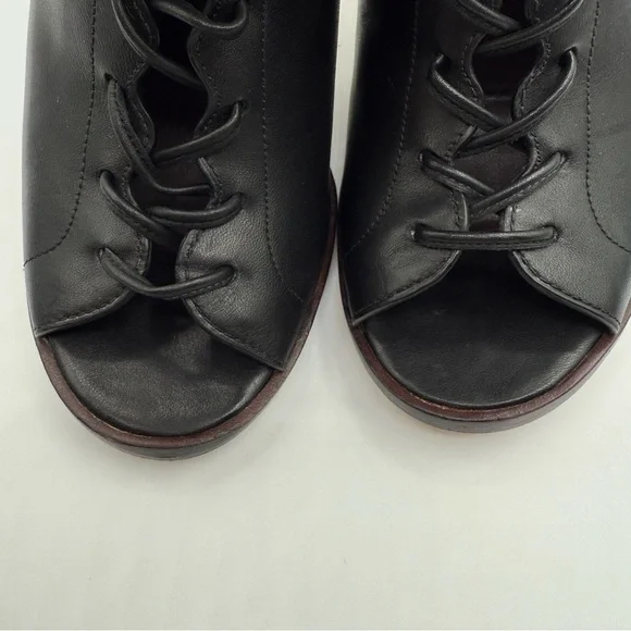 Coach Lena Black Lace-Up Peep-Toe Ankle Booties With Stiletto Heel Size 6B - Picture 8 of 16